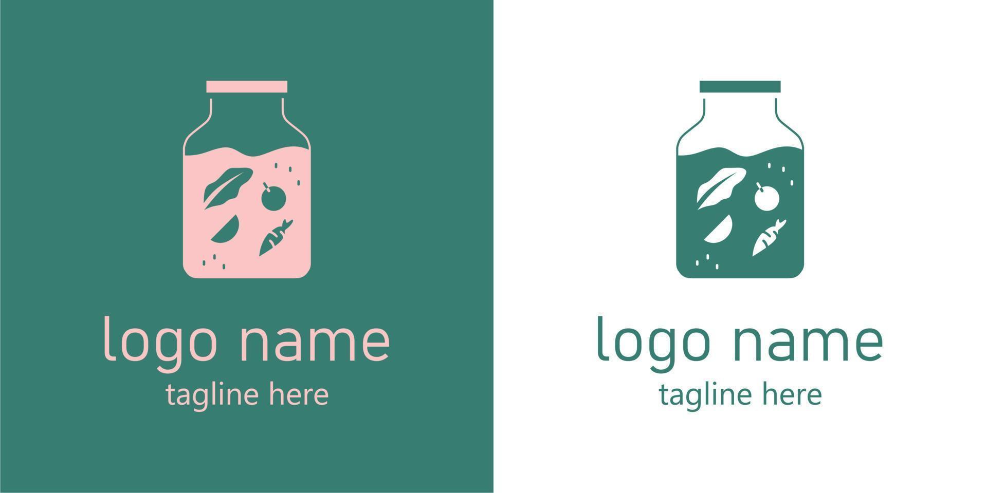 vegetables in a jar logo design vector