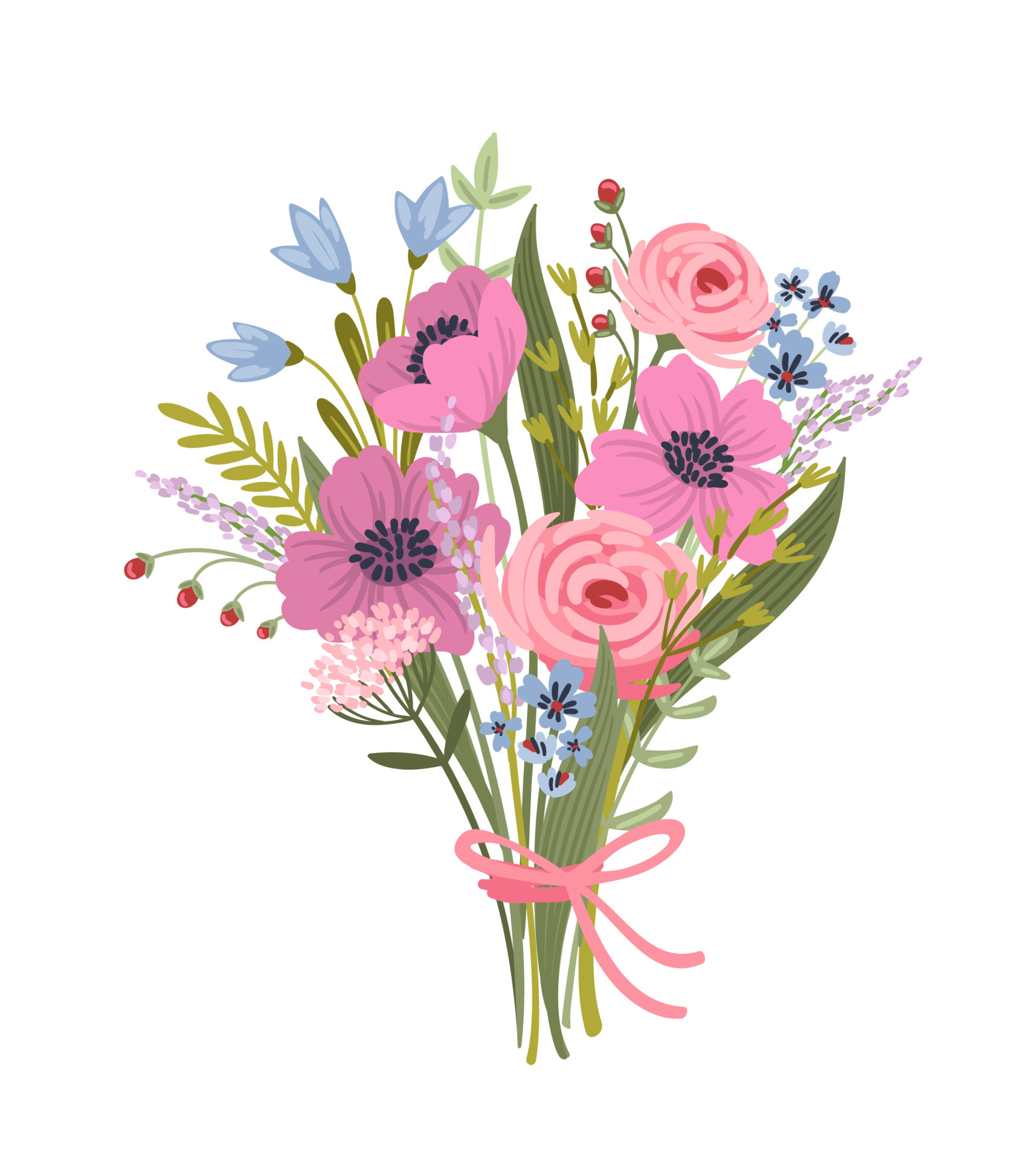 Isolated llustration bouquet of flowers. Vector design concept for