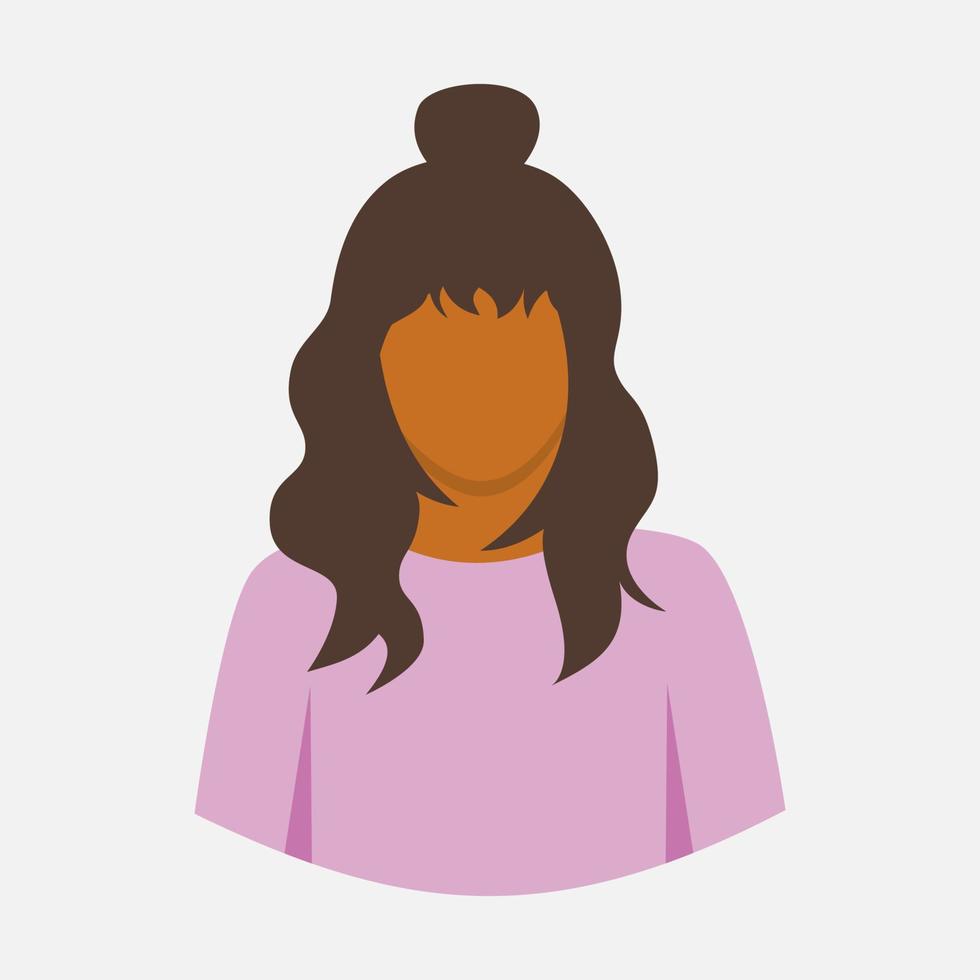 faceless girl in purple shirt with beautiful hair bun hairstyles. vector illustration design for banner, poster, social media, website, and elements.