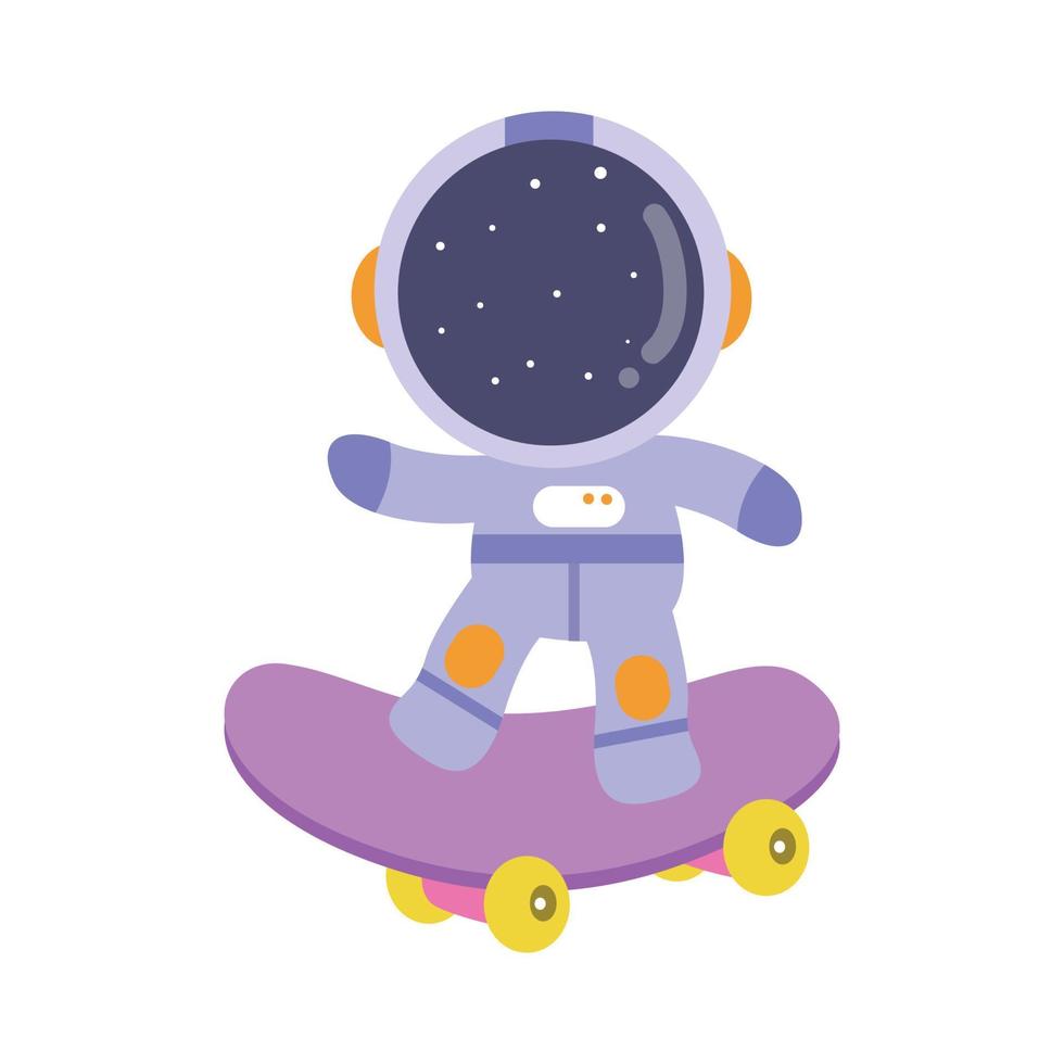 illustration vector graphic astronaut kid playing skate board