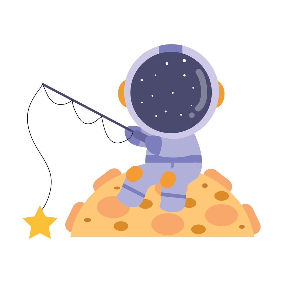 illustration vector graphic little astronaut fishing star