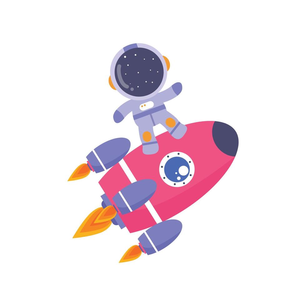 illustration vector design astronaut kid driving rocket