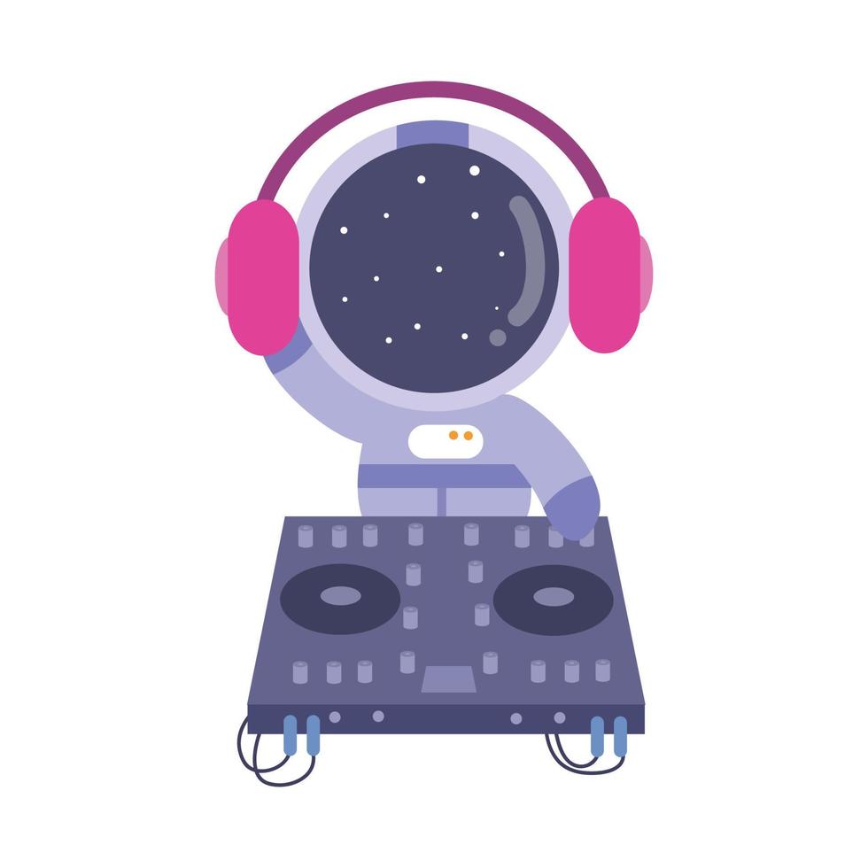 illustration vector graphic little astronaut disc jockey