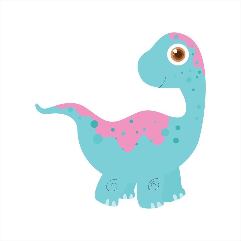 brontosaurio bebé, ilustración vectorial gráfico lindo animal prehistórico. divertido reptil jurrasic dino vector