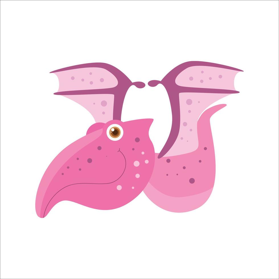 Baby pterodactyl, funny dinosaur cartoon character, cute monster illustration design vector