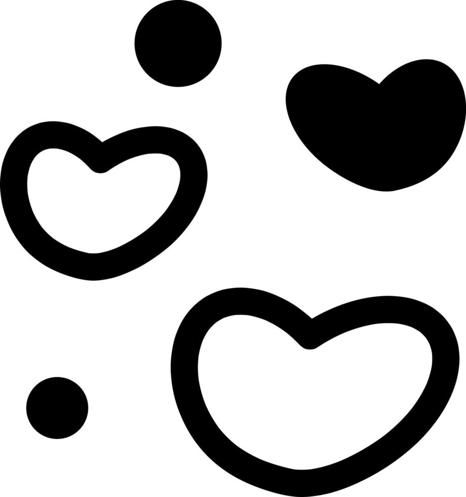 Heart set doodle4. Cute hearts. Cartoon black and white vector illustration.