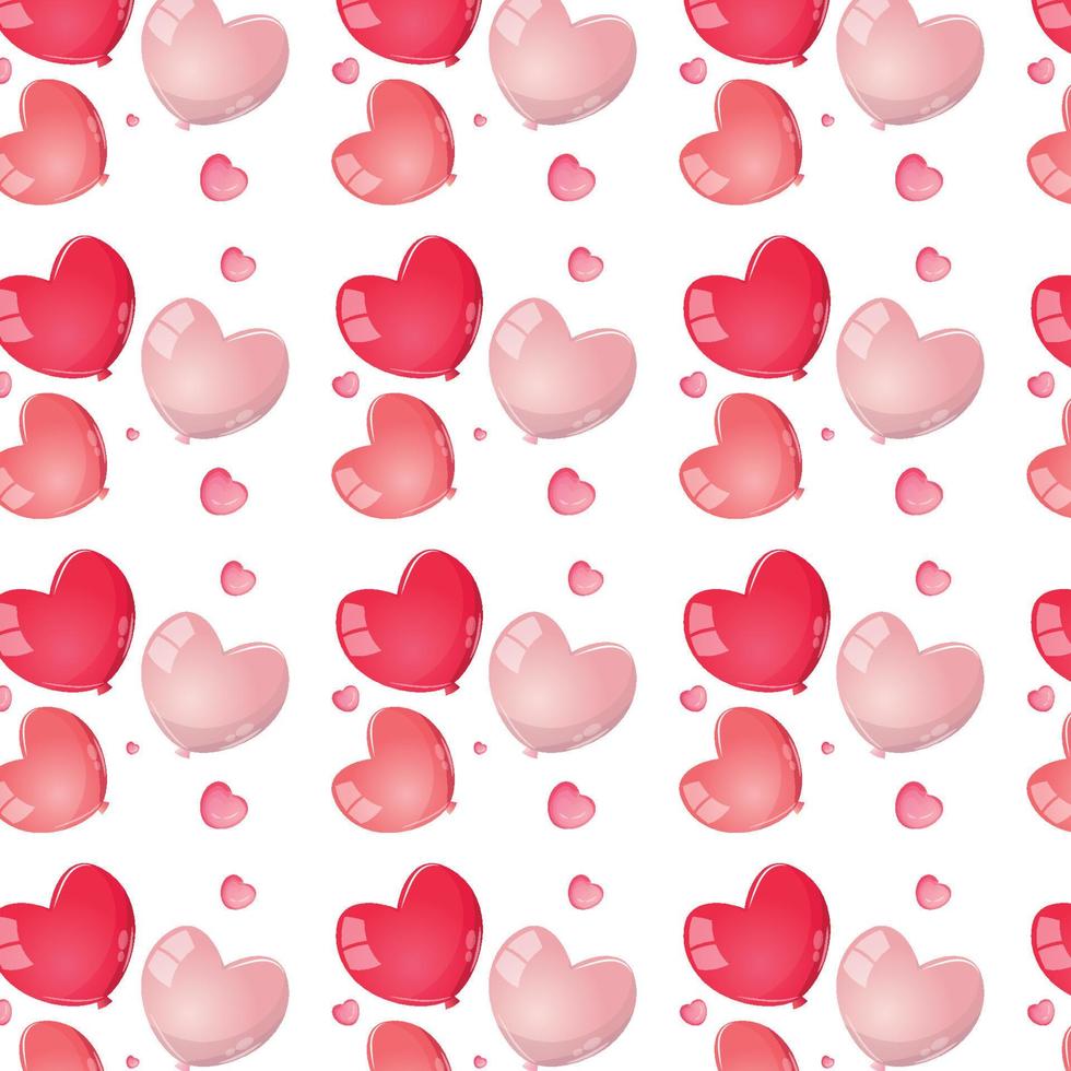 Cartoon seamless pattern with pink and red hearts. Romantic digital paper for Valentine's day, wedding invitations, greeting cards, scrapbooking, print, gift wrap. vector