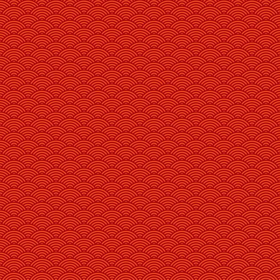 Chinese style seamless pattern on red background. Traditional oriental wavy ornament. Vector