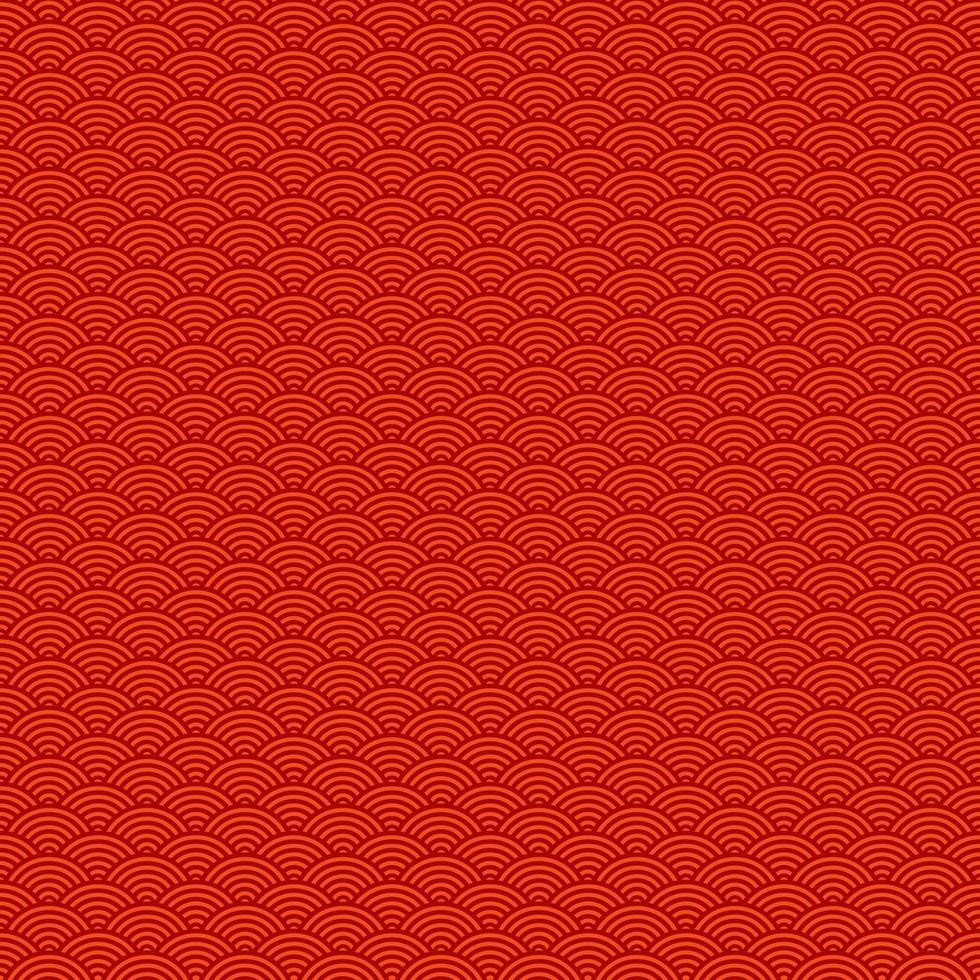 Chinese style seamless pattern on red background. Traditional oriental wavy ornament. Vector