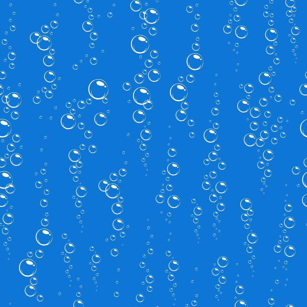 Cartoon soap bubbles seamless pattern. Effervescent oxygen bubbles, bath suds, fizzy soda or drink. Hand drawn vector illustration.