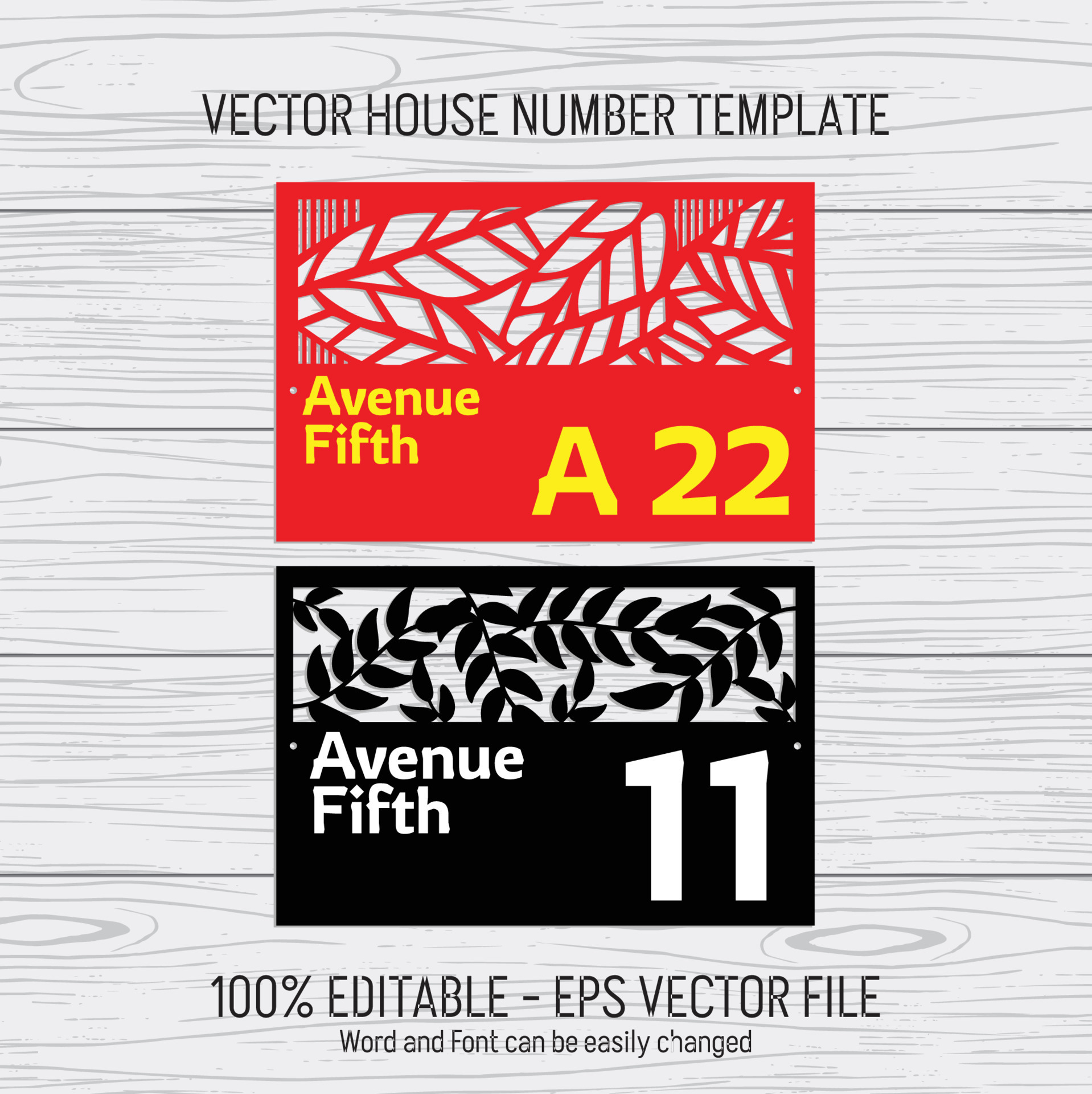 Laser cutting template files for house numbers, housing numbers, room