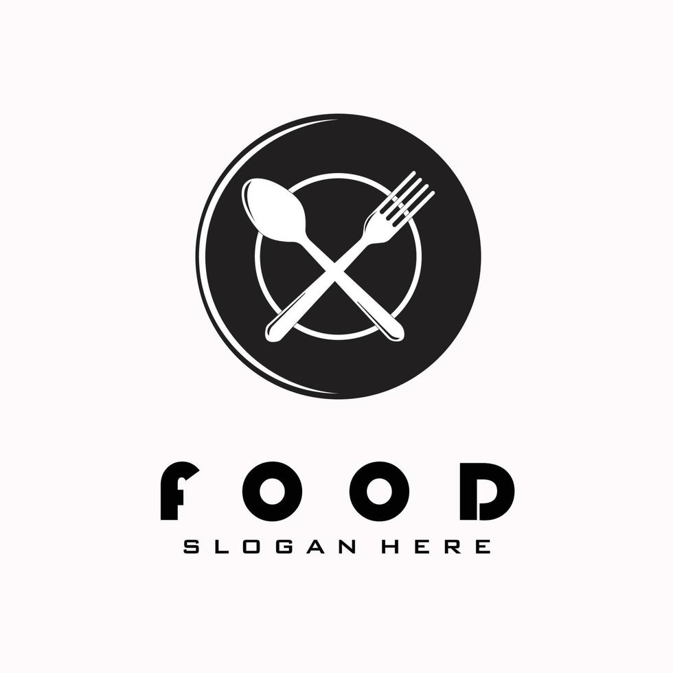 restaurant food logo line art design vector