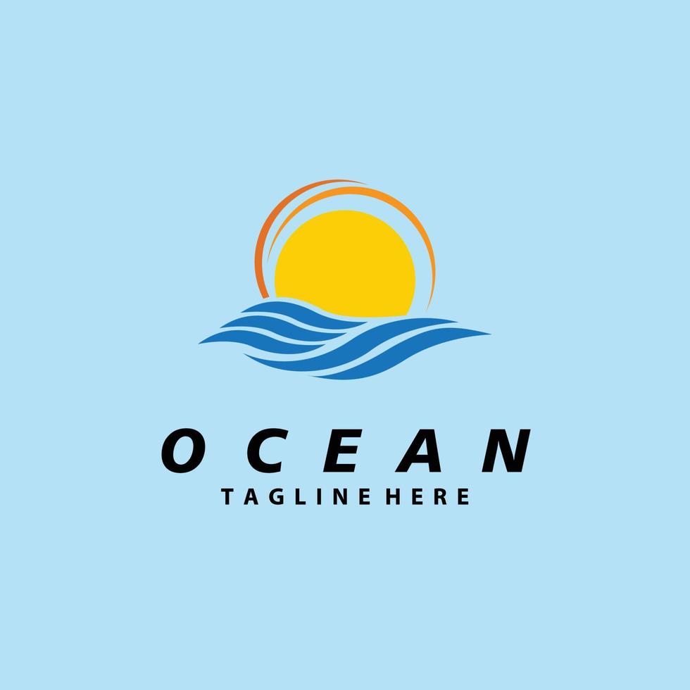 ocean line art design logo illustration icon vector