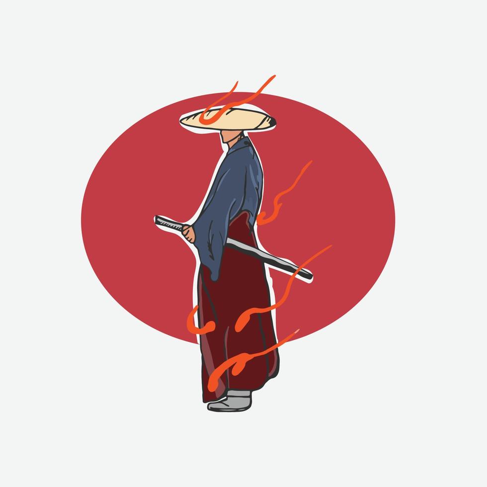 Samurai silhouette art illustration vector