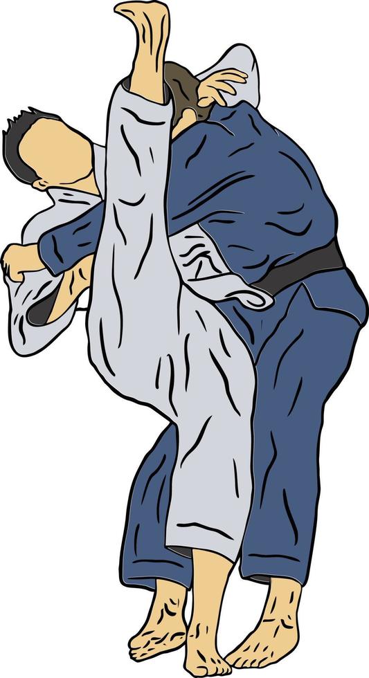 JIU JITSU ILLUSTRATION FIGHTING POSE vector