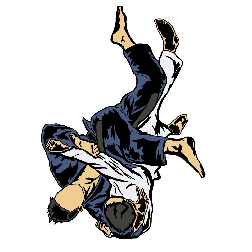 JIU JITSU ILLUSTRATION FIGHTING POSE vector