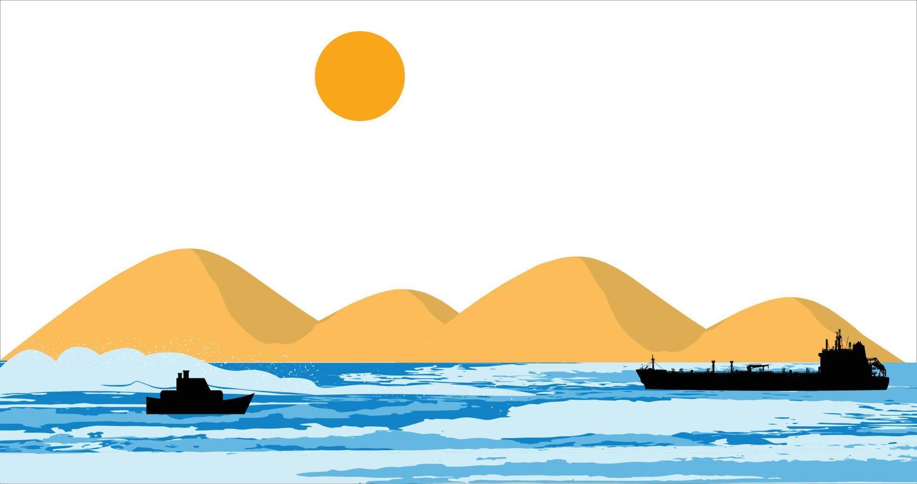 Sea waves and boats vector