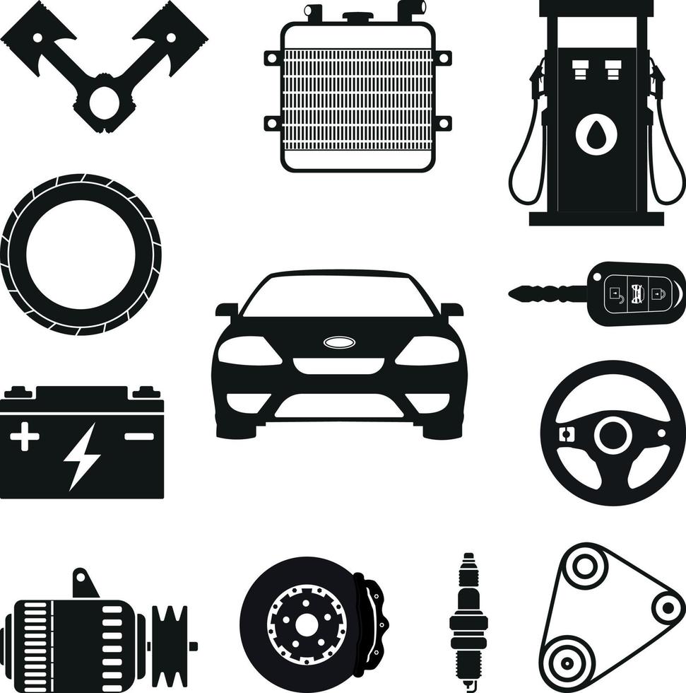 Auto parts vector elements set of car spare parts