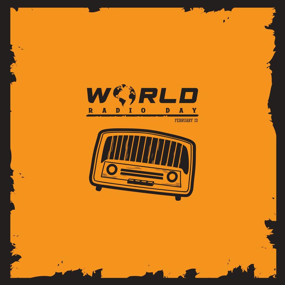 World radio day February 13th. Minimalist poster design for social media post. vector