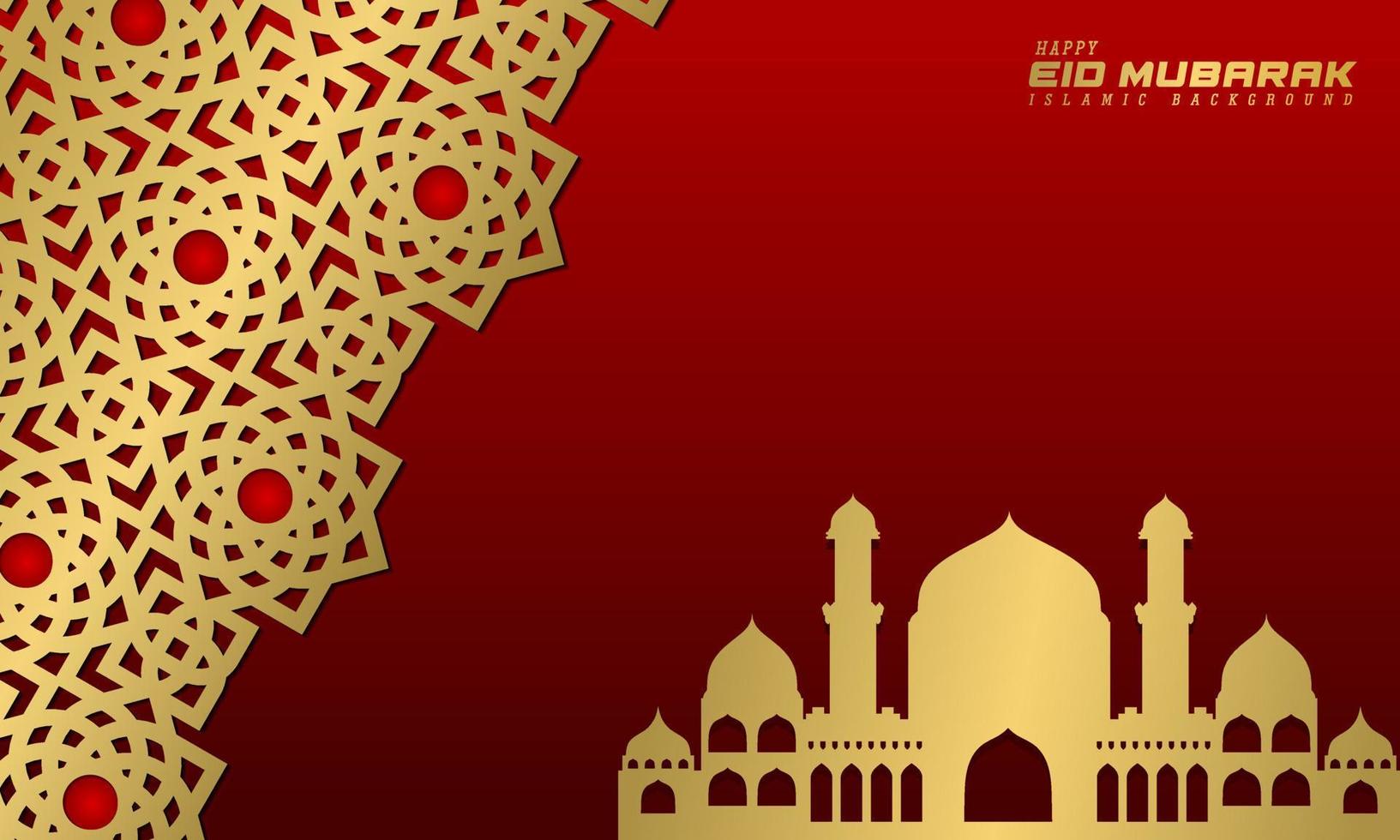 islamic greetings ramadan kareem card design background with classic ornament and mosque vector