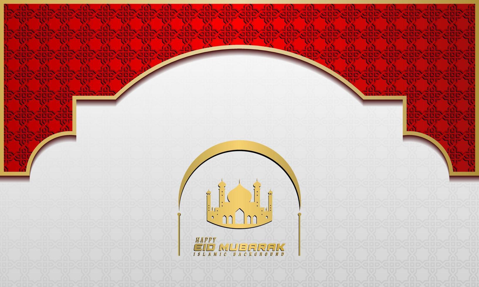 islamic greetings ramadan kareem card design background with classic ornament and mosque vector