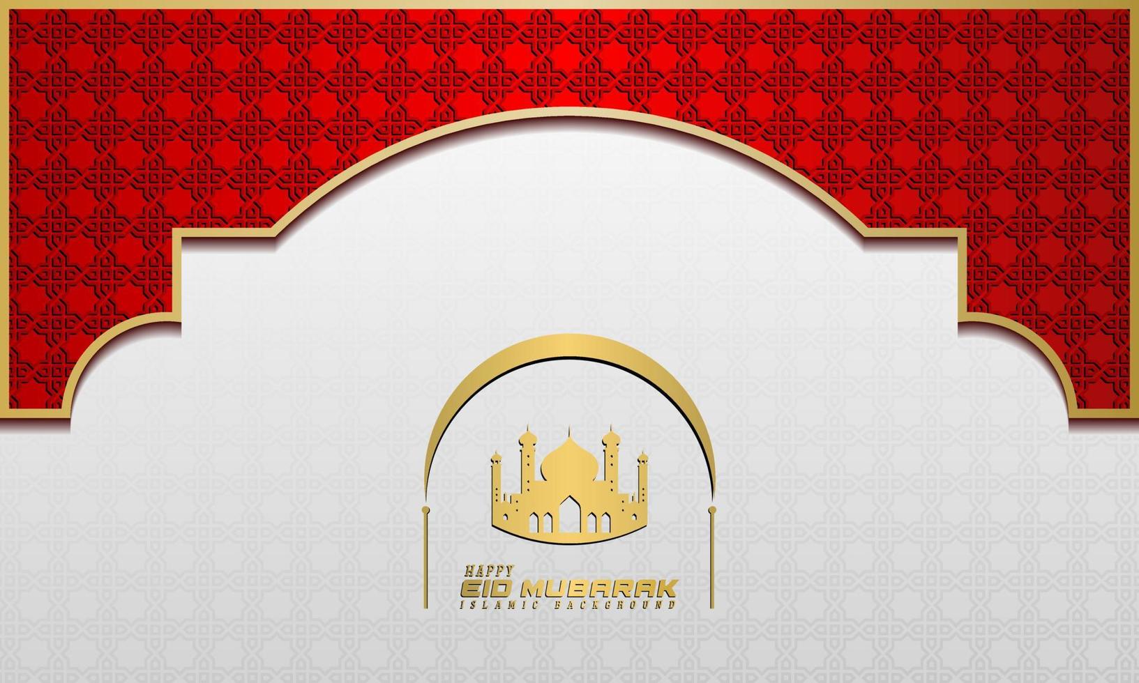 islamic greetings ramadan kareem card design background with classic ornament and mosque vector