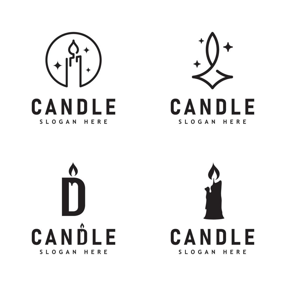 Candle Light Flame Logo Design Illustration vector