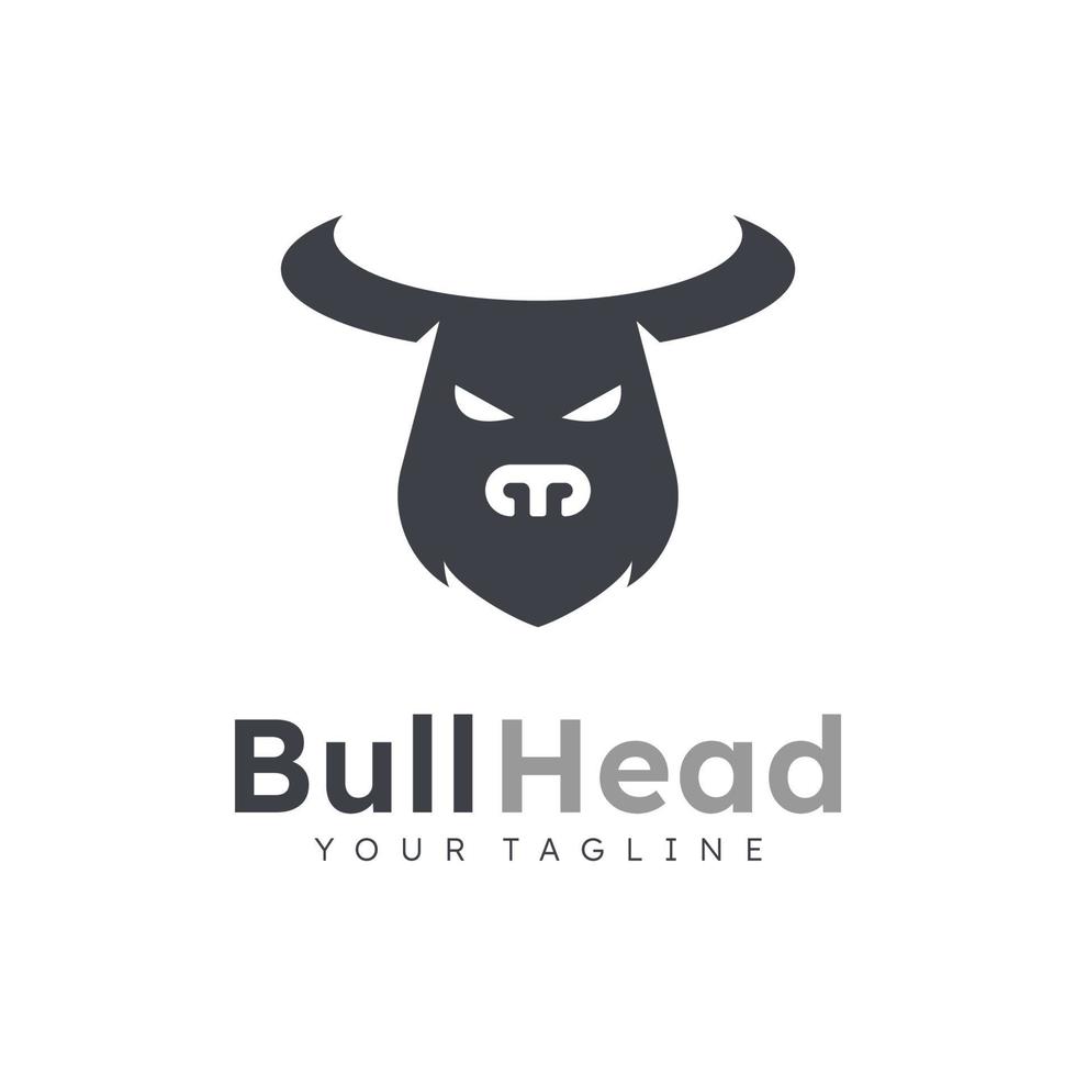 Bull head logo. Abstract bull head with horns icon. vector