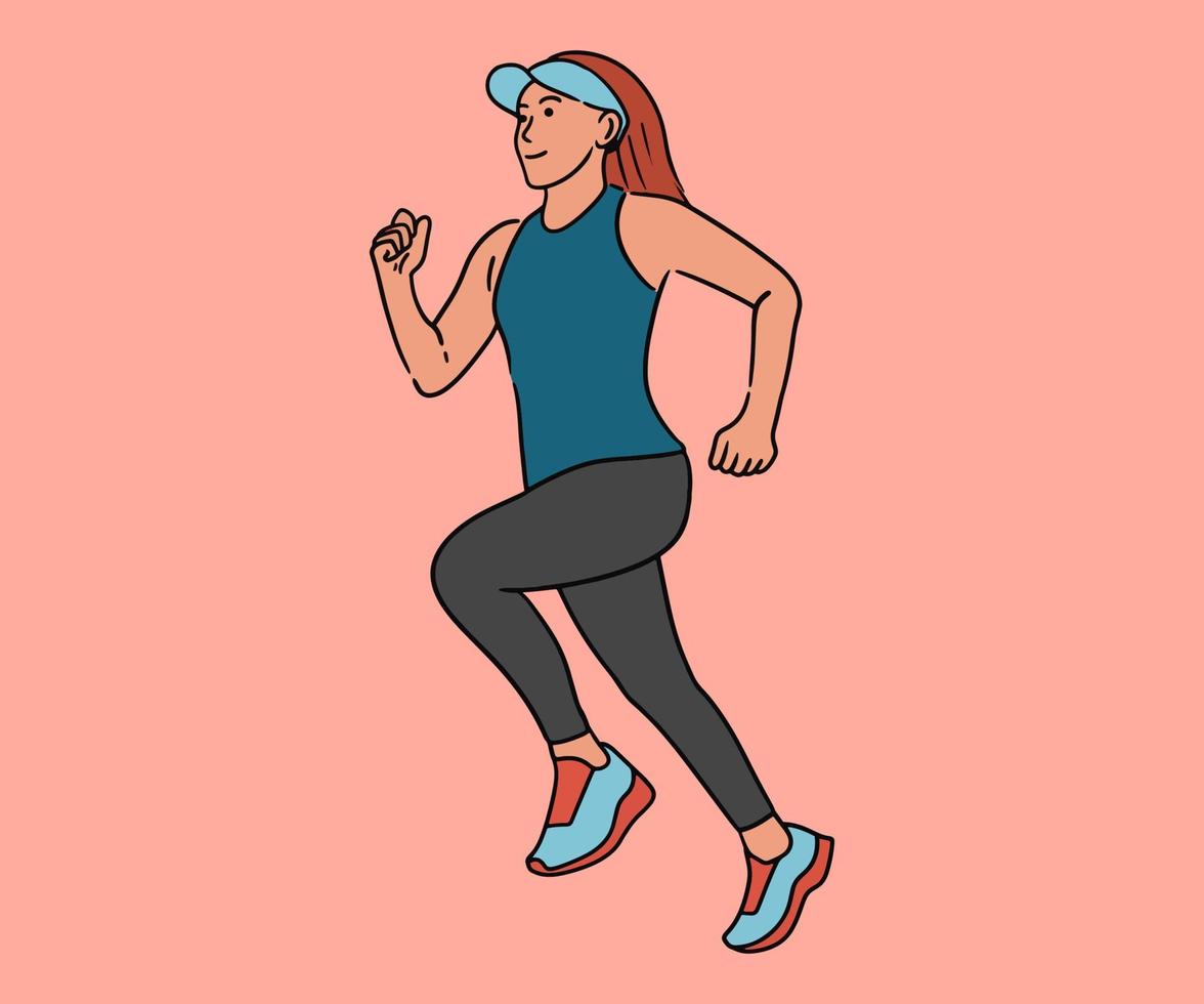 Illustration of a woman running vector