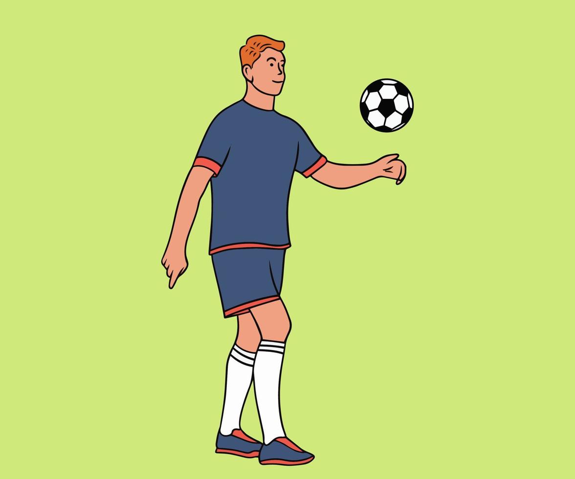 ilustración de un jugador de fútbol pateando la pelota vector