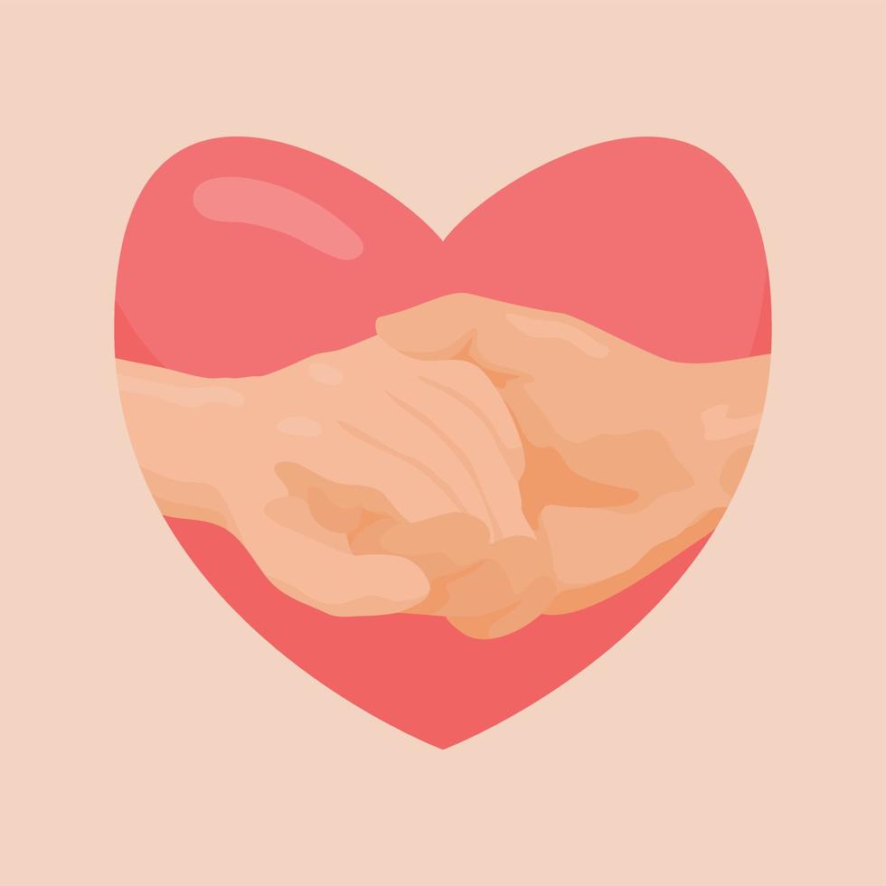Illustration of two people holding hands vector