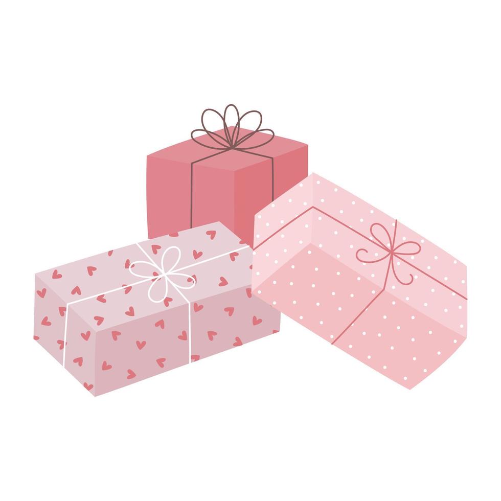 coloridas cajas de regalo dibujadas a mano. estilo garabato. elemento de diseño para tarjetas navideñas, invitaciones, pancartas, conceptos de venta. vector