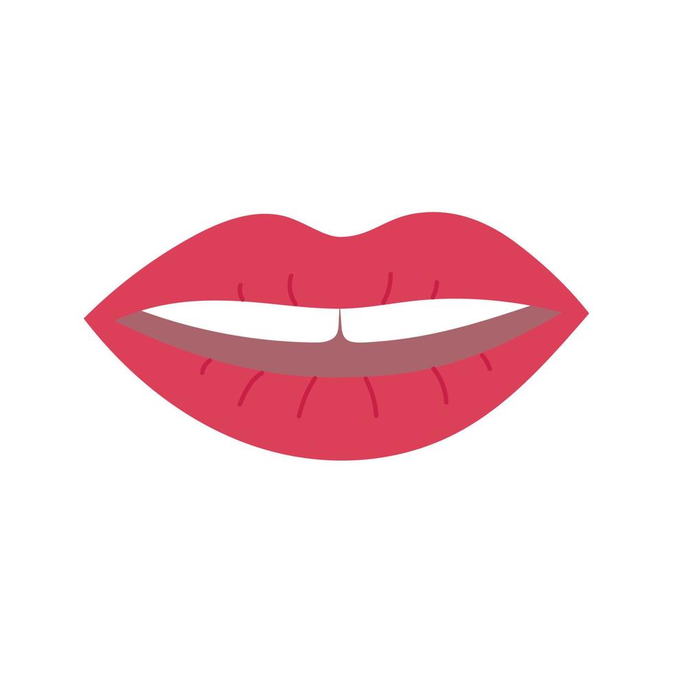 Woman red lips. Open mouth with teeth. Hand drawn doodle style. Template for poster, banner, card, print vector