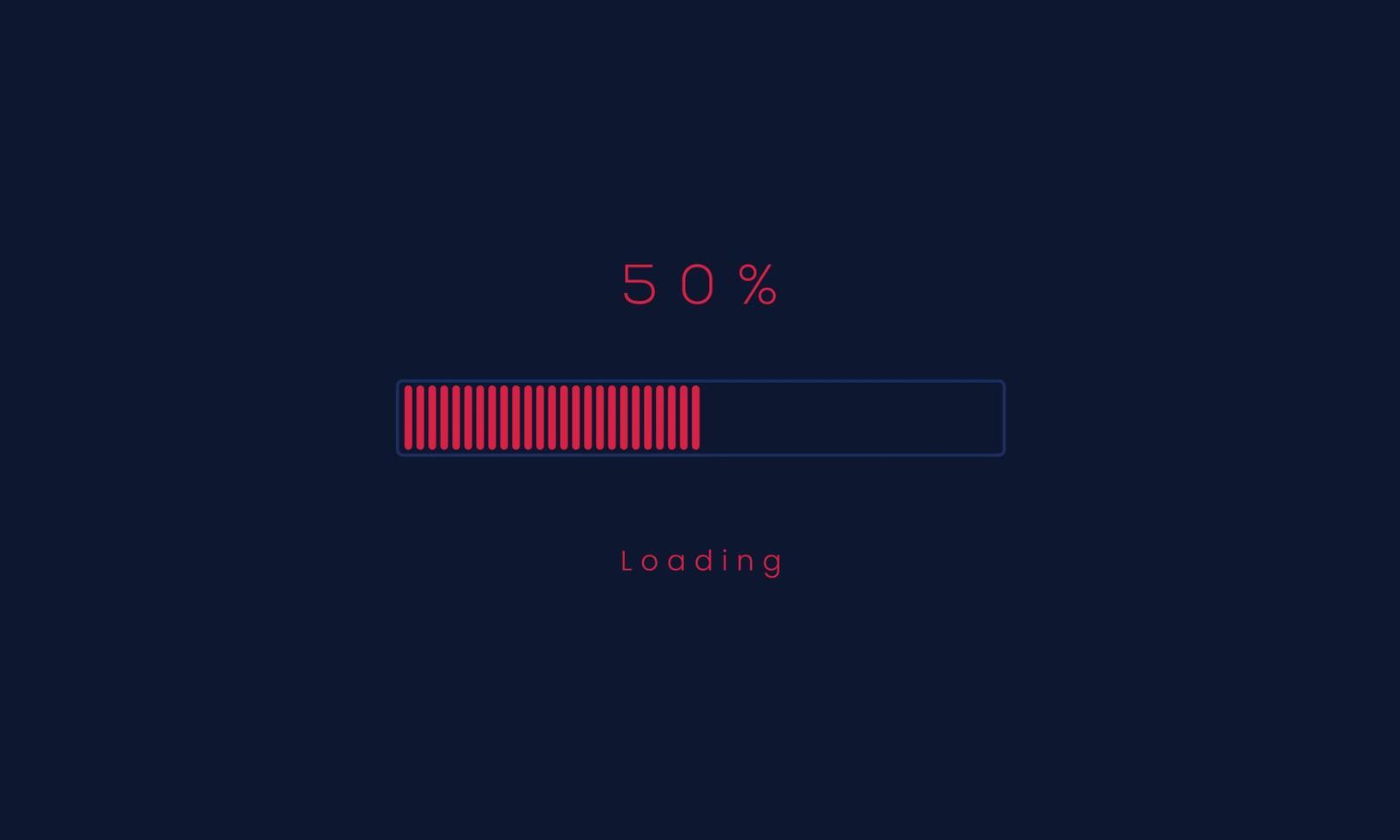 50 percent uploading Progress bar, red Loading and processing menu bar design. vector