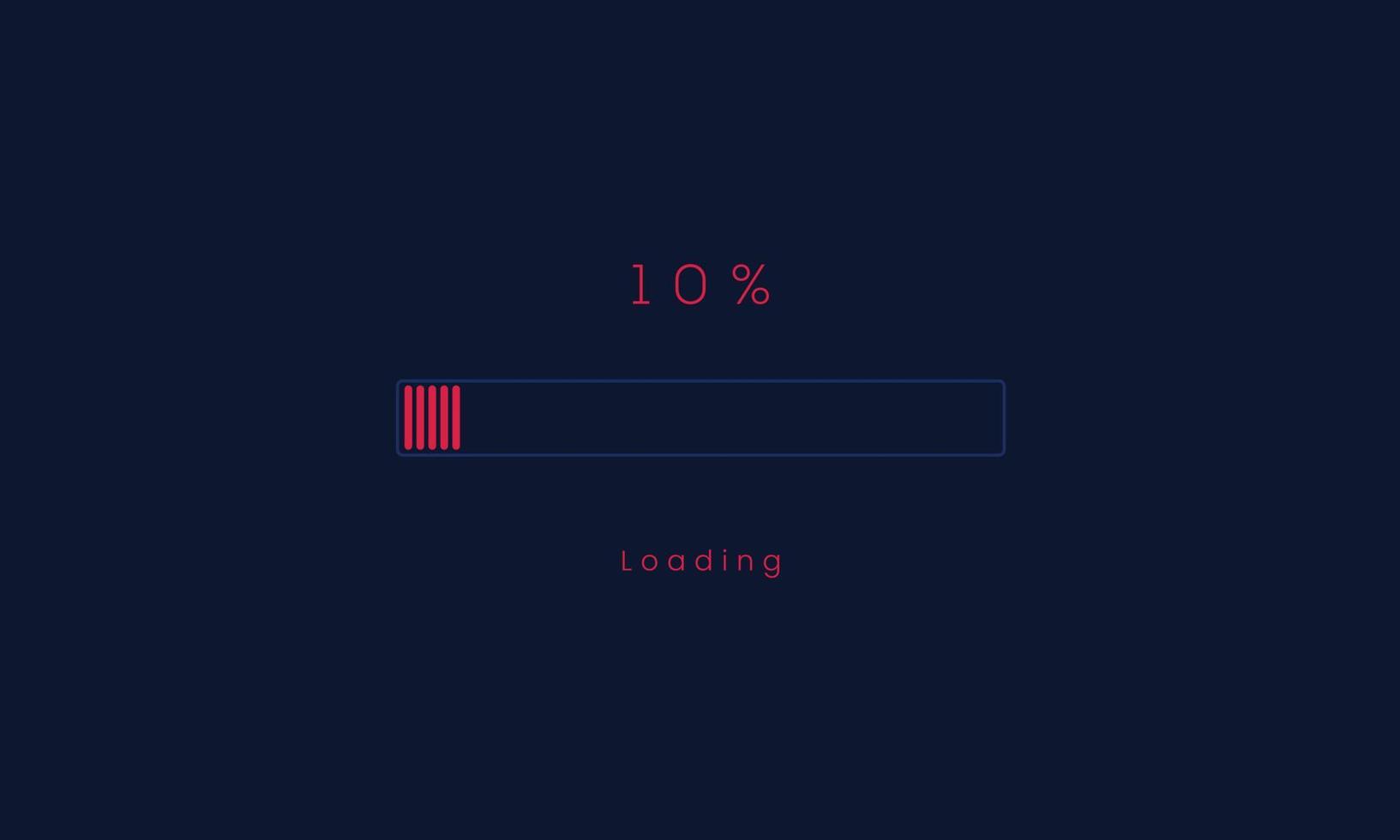 10 percent uploading Progress bar, red Loading and processing menu bar design. vector