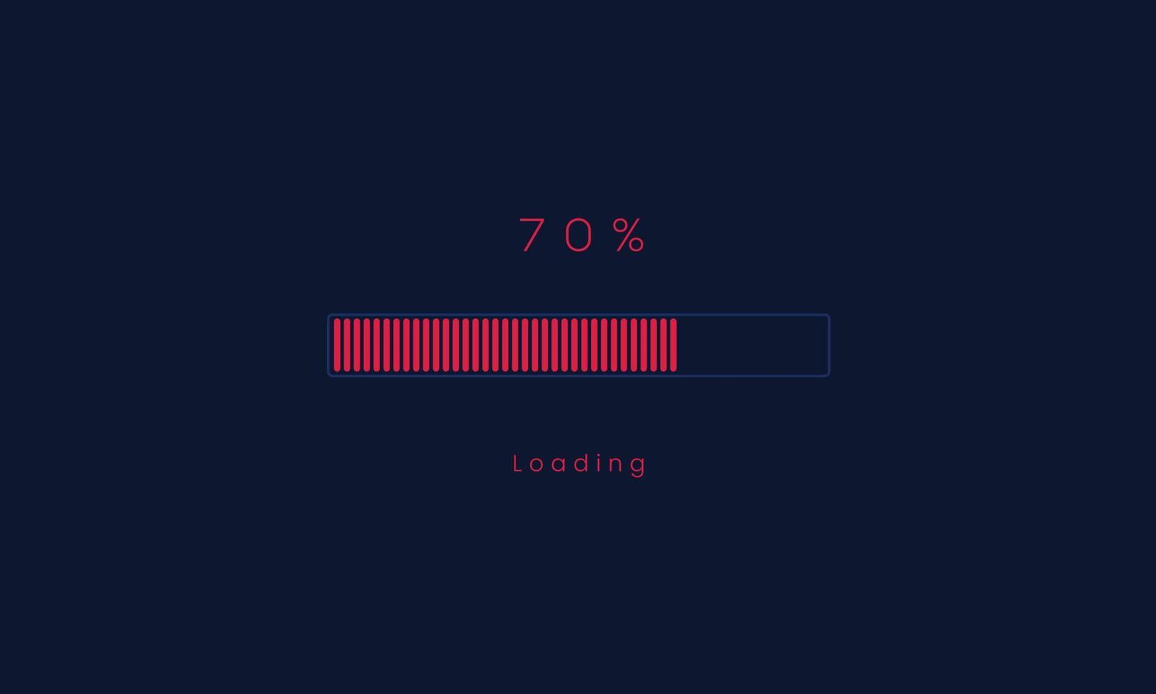 70 percent uploading Progress bar, red Loading and processing menu bar design. vector