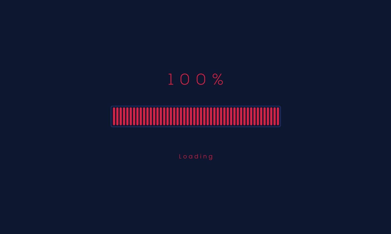 100 percent uploading Progress bar, red Loading and processing menu bar design. vector