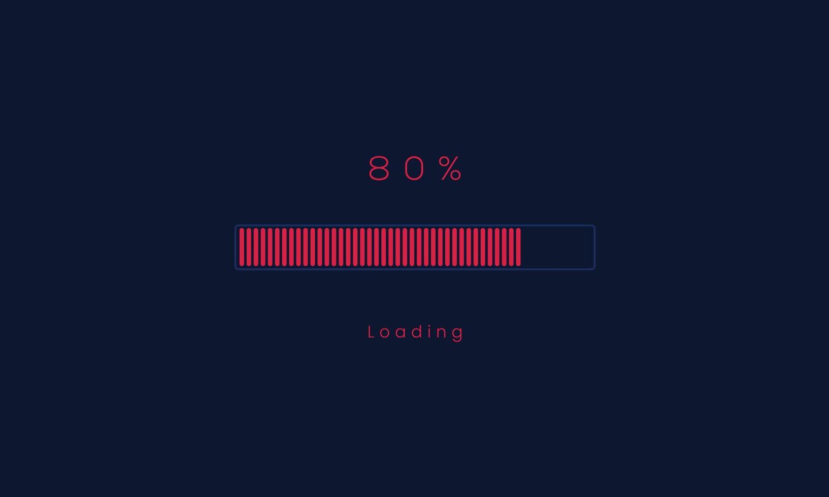 80 percent uploading Progress bar, red Loading and processing menu bar design. vector