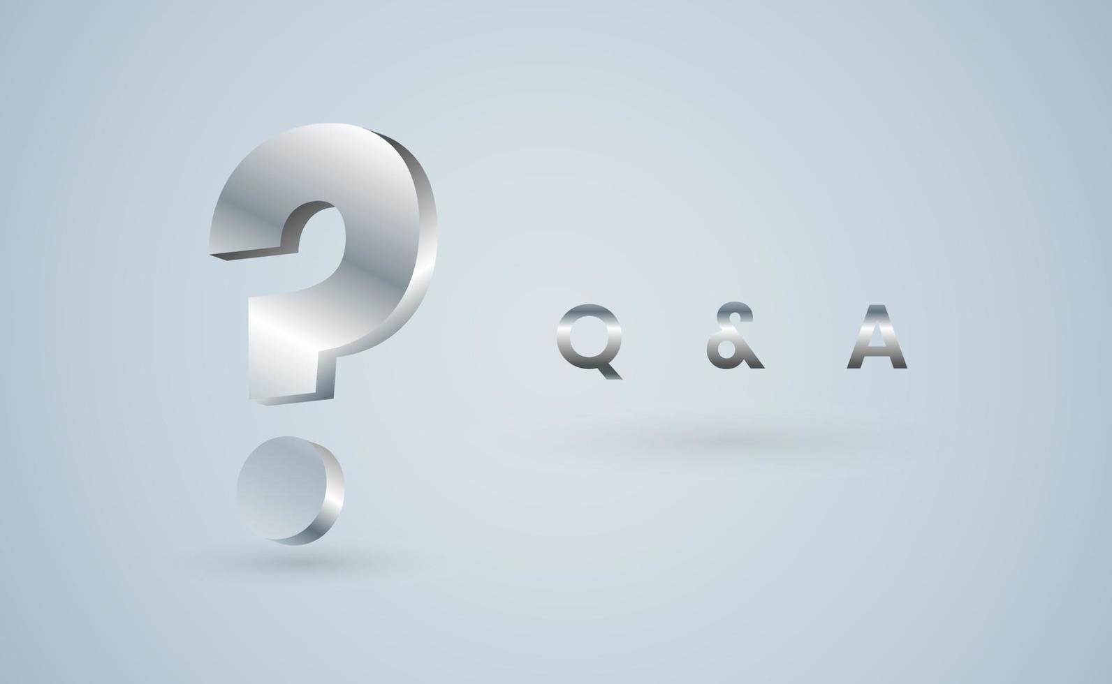 3Ds Question mark with Q and A concept on gradient white background. vector