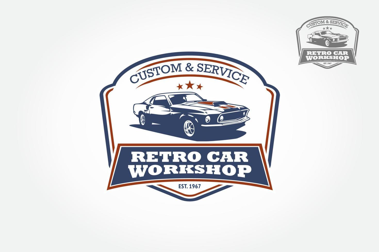 Retro Car Workshop Logo Design.This logo can be used for old style or classic car shops, repair, restorations. vector