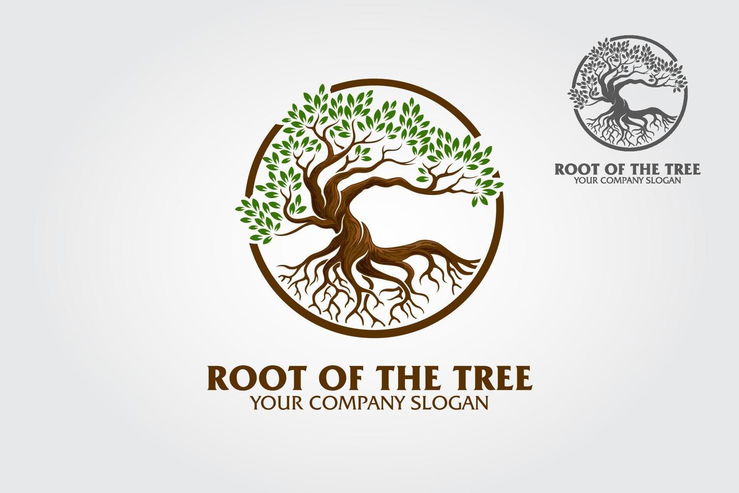 Root of the Tree logo illustrating a tree roots, branches are connected in a circular layout. Excellent logo template for fashion, landscape, gardening business or in numerous fields related to nature vector