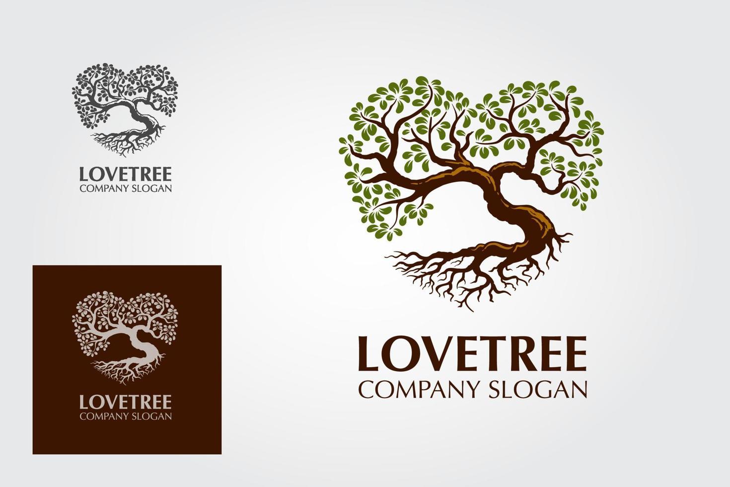 plantilla de logotipo de árbol de amor. este logo elegante y moderno, árbol con hojas formando la forma del corazón. simboliza el amor, el crecimiento natural y el poder vital. vector