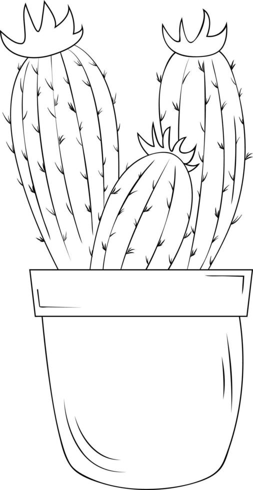 Cactus in a pot. Cactus with thorns and flowers. Design element for banner, poster, postcard, invitation, business card. vector