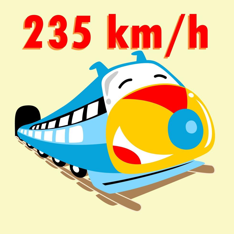 fast train speeding through a tunnel, vector cartoon illustration