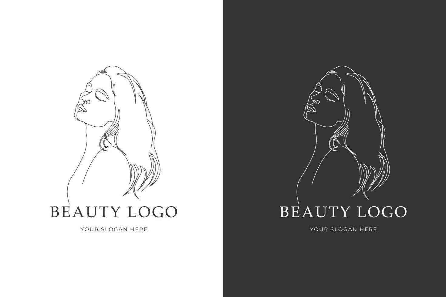 hand drawn women face beauty logo vector