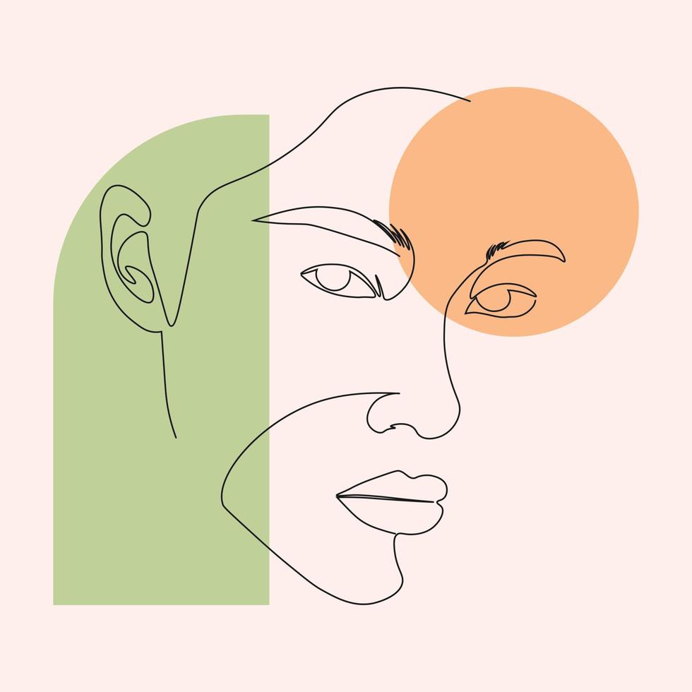 outline minimalist women face potrait hand drawn vector