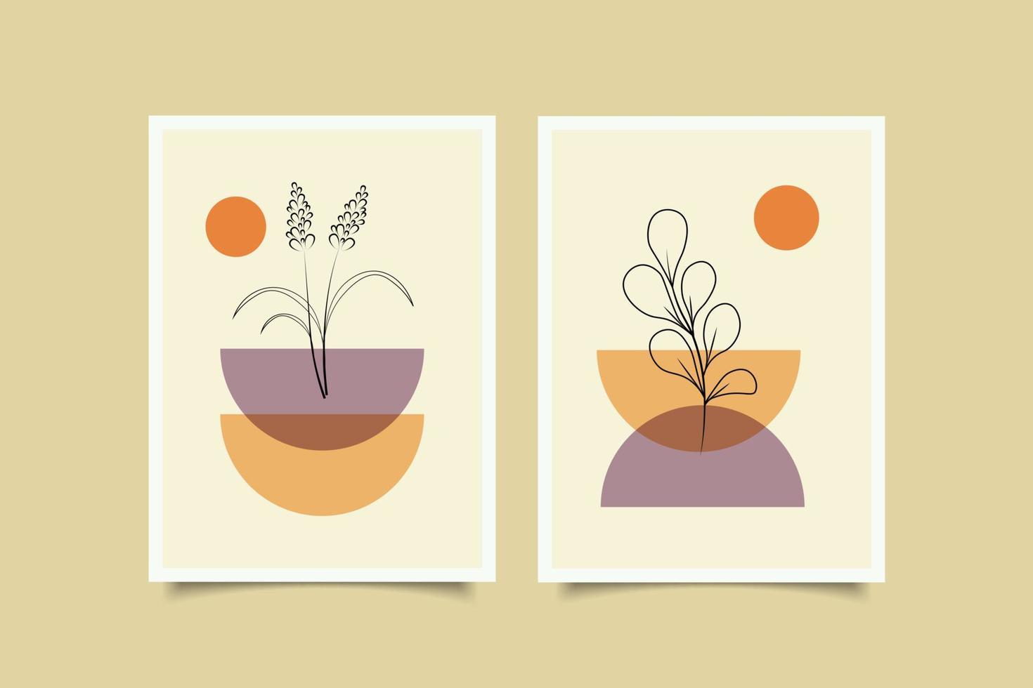 boho contemporary wall art print collection vector