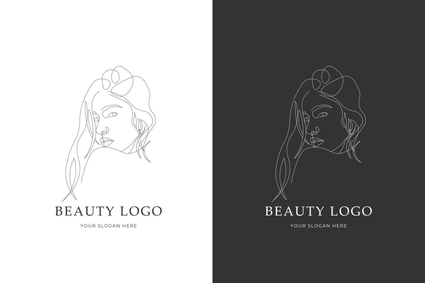 hand drawn women face beauty logo vector