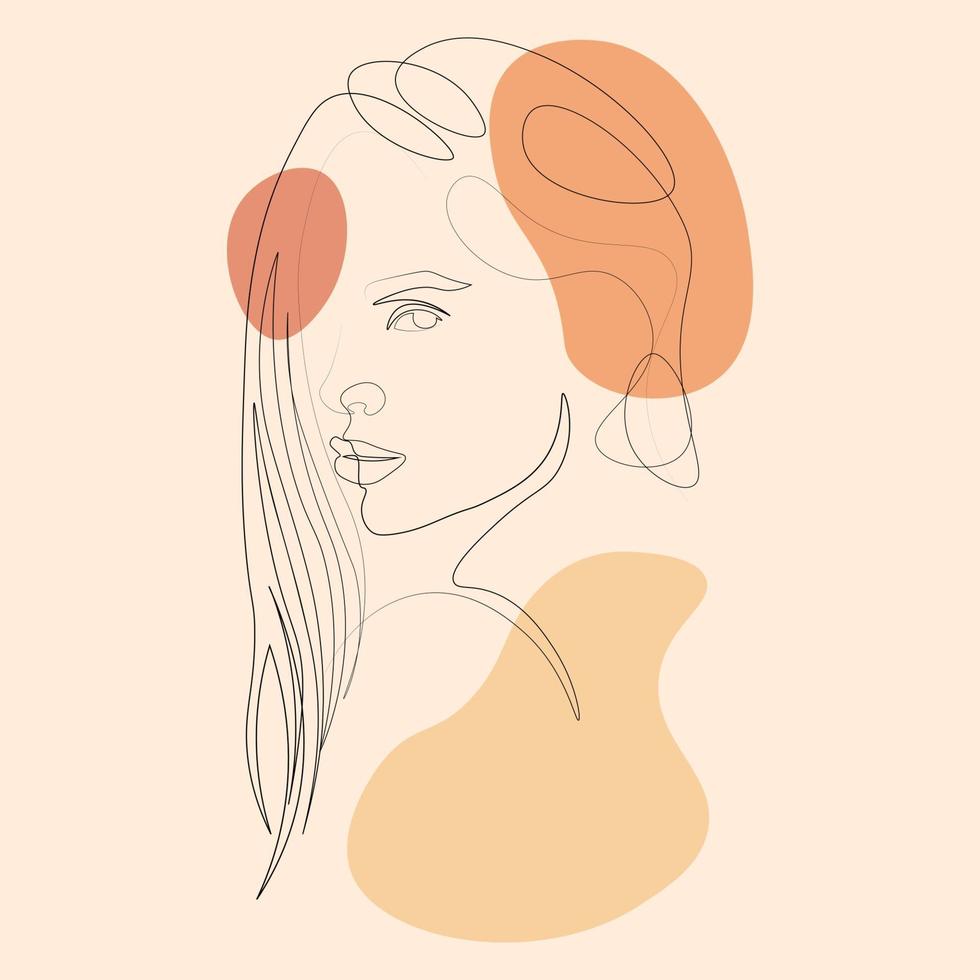 outline minimalist women face potrait hand drawn vector