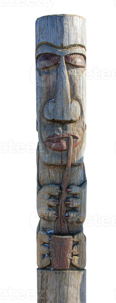 wooden idol statue isolated on white background photo